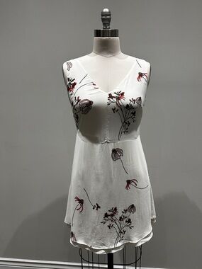 Little Moon Off-White Dress with Red Floral Accents